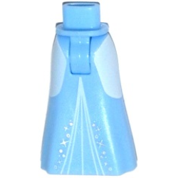 Mini Doll Hips and Skirt Full Length with White Sides, Silver Stars and Middle Triangles Pattern - Thick Hinge