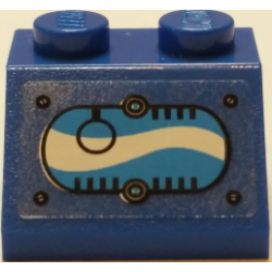 Slope 45 2 x 2 with Window with Black Ring in Oval with Blue and White Swirls Pattern Model Left Side (Sticker) - Set 70013