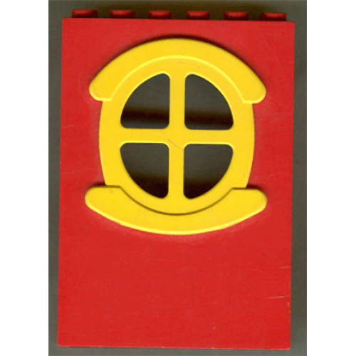 Деталь LEGO x635c02 Fabuland Building Wall 2 x 6 x 7 with Round Symmetric Yellow Window