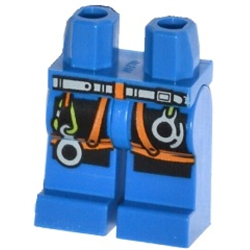 Деталь LEGO 970c00pb0309 Hips and Legs with Belt, Orange Harness, Carabiner, and Rock Climbing Equipment Pattern
