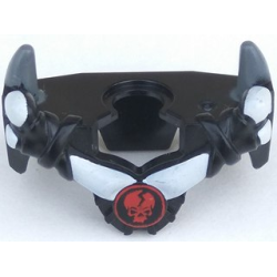 Minifigure Armor Breastplate with Shoulder Spikes Gray Up and Ninjago Cracked Red Skull Pattern