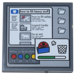 Tile 4 x 4 with Computer Screen Browser Search 'how to lift heavy stuff', File Folders, Hydra File and Trash Bin Pattern (Sticker) - Set 76269