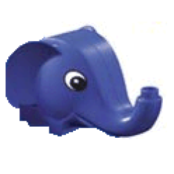 Duplo Figure Head Animal 2 x 2 Base Elephant with Black and White Eyes Pattern Duplo Figure Head Animal 2 x 2 Base Elephant with Black and White Eyes Pattern