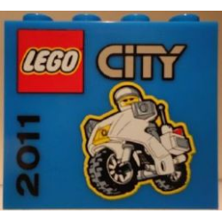 Brick 2 x 4 x 3 with LEGO City 2011 Police Motorcycle Pattern