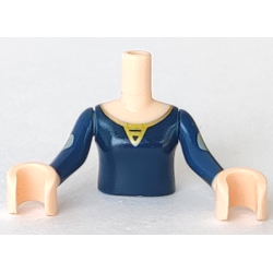 Torso Mini Doll Girl Dark Blue with Gold Trim Pattern, Light Nougat Arms with Hands with Dark Blue Sleeves, Gold Band (Disney Princess Merida)