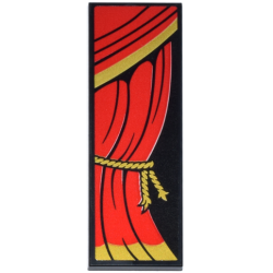 Tile 2 x 6 with Red Curtain with Gold Trim and Rope Ties Pattern Model Right Side (Sticker) - Set 71837