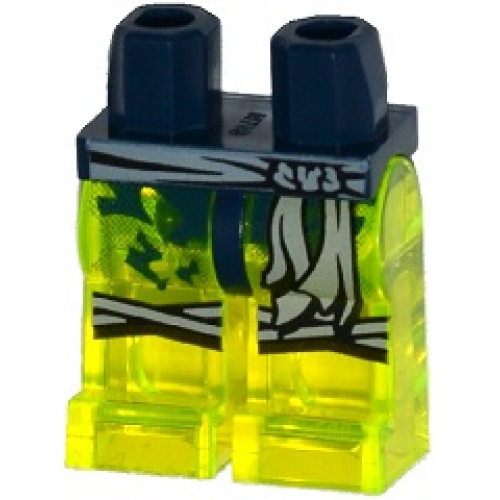 Деталь LEGO 970c16pb05 Hips and Trans-Neon Green Legs with Light Bluish Gray Sash and Knee Straps Pattern