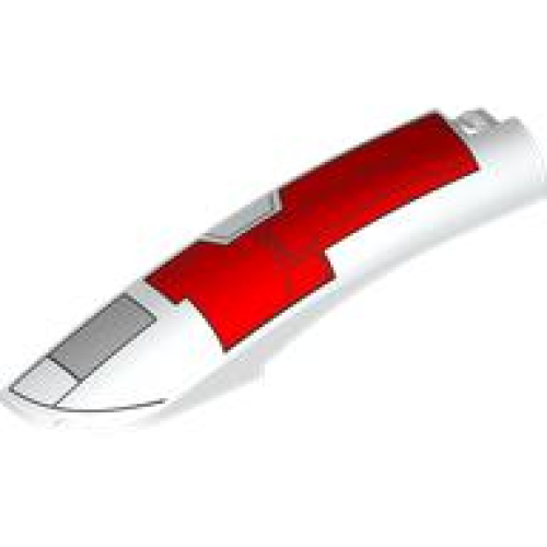 Деталь LEGO 77180pb02 Wedge 10 x 2 x 2 Left with SW The Crimson Firehawk Red and Light Bluish Gray Hull Plates with Black Outlines Pattern