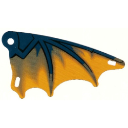 Plastic Part for Set 7016 - Scalloped Wing with Dark Blue Limb and Bright Light Orange Membranes Pattern