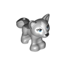 Fox, Friends Style with Black Nose, Bright Light Blue Eyes, White Blaze and Eye Borders and Dark Bluish Gray Tail Pattern