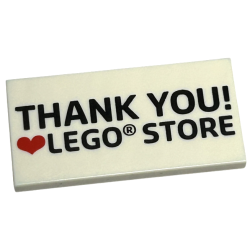 Tile 2 x 4 with 'THANK YOU! Heart LEGO STORE' Pattern