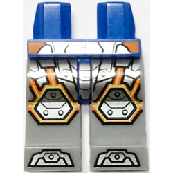 Hips and Light Bluish Gray Legs with Silver Armor and Orange and Yellow Circuitry, Silver Hexagonal Knee Pads and Silver Boots Pattern Hips and Light Bluish Gray Legs with Silver Armor and Orange and Yellow Circuitry, Silver Hexagonal Knee Pads and Silver Boots Pattern