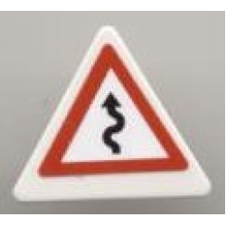 Road Sign 2 x 2 Triangle with Clip with Curved Road with Arrow Pattern (Sticker) - Set 8124