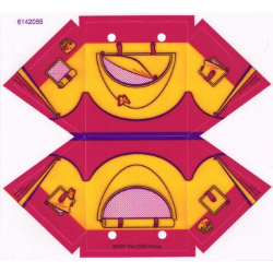 Plastic Tent with Dark Purple Ridge Line and Bright Light Orange Friends Flap and Butterfly Pattern