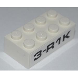 Brick 2 x 4 with Black '3-R1K' Pattern on Both Sides (Stickers) - Set 8186