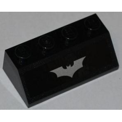 Slope 45 2 x 4 with Silver Batman Logo Pattern (Sticker) - Set 76001
