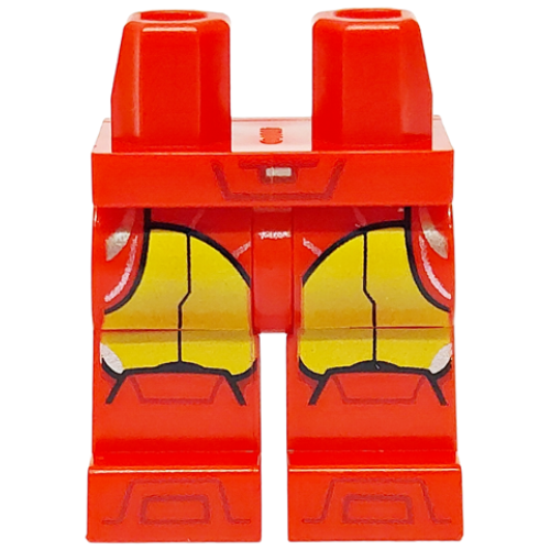 Деталь LEGO 970c00pb1615 Hips and Legs with Yellow Thigh Armor with Black Outlines, Silver Highlights and Dark Red Boot Tips Pattern