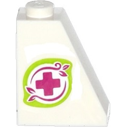 Slope 65 2 x 1 x 2 with Magenta Cross and Leaves in Lime Border Pattern Model Right Side (Sticker) - Set 41036 Slope 65 2 x 1 x 2 with Magenta Cross and Leaves in Lime Border Pattern Model Right Side (Sticker) - Set 41036