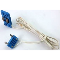 Electric, Train Track Contact Base with Wire (97cm) with Blue Electric, Connector, 2-Way Male Rounded Wide Long with Cross-Cut Pins (2913 / bb0093bc01)