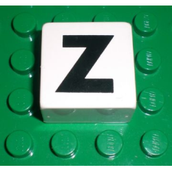 Duplo, Tile 2 x 2 x 1 with Black Capital Letter Z Pattern Duplo, Tile 2 x 2 x 1 with Black Capital Letter Z Pattern