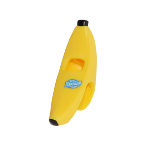 Деталь LEGO 25977pb01 Minifigure, Headgear Head Cover, Costume Banana with Black Tips and Blue and White 'BANANA!' Label Pattern