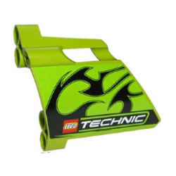 Technic, Panel Fairing #23 Large Short, Small Hole, Side B with Black Flames and LEGO TECHNIC Logo Pattern (Sticker) - Set 8291