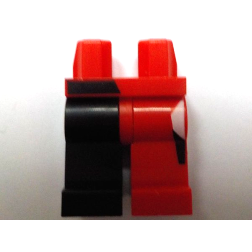 Деталь LEGO 970d49pb02 Hips and 1 Red Left Leg, 1 Black Right Leg with Black and White Quadrangles Pattern