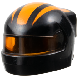 Minifigure, Headgear Helmet Formula 1 with Molded Trans-Orange Visor and Printed Orange Stripes Pattern Minifigure, Headgear Helmet Formula 1 with Molded Trans-Orange Visor and Printed Orange Stripes Pattern