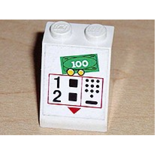 Деталь LEGO 3678apb02 Slope 65 2 x 2 x 2 without Bottom Tube with ATM Money Machine Pattern (Sticker) - Set 6562