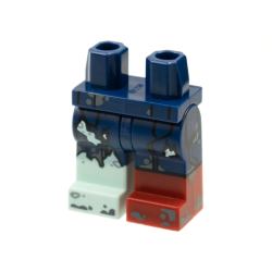 Hips and 1 Dark Blue Left Leg with Dark Red Boot, 1 Dark Blue Right Leg with Light Aqua Boot, Tattered Pants, Dark Bluish Gray Splotches Pattern Hips and 1 Dark Blue Left Leg with Dark Red Boot, 1 Dark Blue Right Leg with Light Aqua Boot, Tattered Pants, Dark Bluish Gray Splotches Pattern