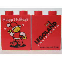 Duplo, Brick 1 x 2 x 2 with Happy Holidays 2003 Pattern