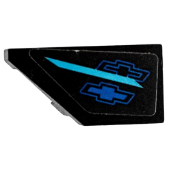 Wedge 2 x 1 x 2/3 Left with Medium Azure Stripe and Blue Chevrolet Logos Pattern (Sticker) - Set 75891