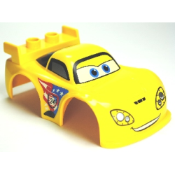 Duplo Car Body 2 Studs on Spoiler with Cars Jeff Gorvette Pattern