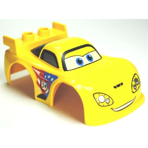 Деталь LEGO 98249pb01 Duplo Car Body 2 Studs on Spoiler with Cars Jeff Gorvette Pattern