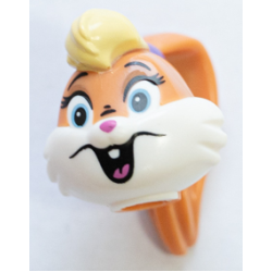 Minifigure, Head, Modified Looney Tunes Lola Bunny with White Face, Bright Pink Nose and Tongue Pattern