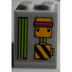 Slope 65 2 x 2 x 2 with Bottom Tube with Lime Grille, Switch and Black and Orange Danger Stripes Pattern (Sticker) - Set 79117 Slope 65 2 x 2 x 2 with Bottom Tube with Lime Grille, Switch and Black and Orange Danger Stripes Pattern (Sticker) - Set 79117