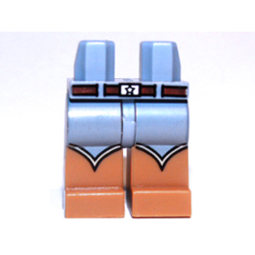 Деталь LEGO 970c150pb01 Hips and Medium Nougat Legs with Belt with Buckle and Cowboy Boots Pattern