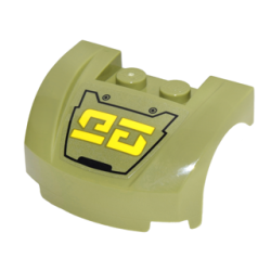 Vehicle, Mudguard 3 x 4 x 1 2/3 Curved Front with Black Outline and Yellow Characters Pattern (Sticker) - Set 70592 Vehicle, Mudguard 3 x 4 x 1 2/3 Curved Front with Black Outline and Yellow Characters Pattern (Sticker) - Set 70592