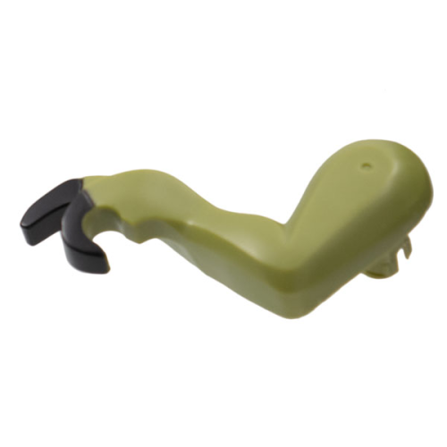 Деталь LEGO 98058pb02 Dinosaur Leg Small (Front) Tyrannosaurus rex with Pin with Black Claws Pattern - Left - Olive Green