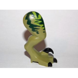 Dinosaur Leg Large (Rear) Raptor Right with Pin with Black Claws and Dark Green Stripes over Lime Pattern