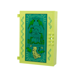 Container, Book Cover Half, 16 x 12 x 2 2/3 with Lock Compartment (Storybook Adventures) with 'ANTONIO', Animals, Dark Turquoise Panel Pattern Container, Book Cover Half, 16 x 12 x 2 2/3 with Lock Compartment (Storybook Adventures) with 'ANTONIO', Animals, Dark Turquoise Panel Pattern