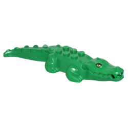 Alligator / Crocodile with 20 Teeth with Yellow Eyes without White Glints Pattern with White Technic, Pin 1/2