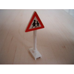 Road Sign Triangle with Children Playing Pattern