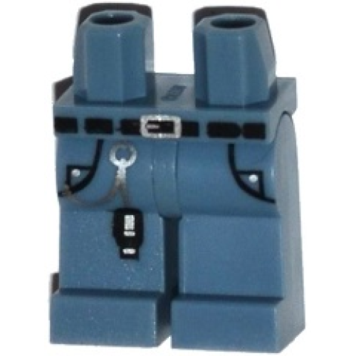Деталь LEGO 970c00pb0338 Hips and Legs with Black Belt, Silver Buckle, USB Key on Chain and Pockets Pattern