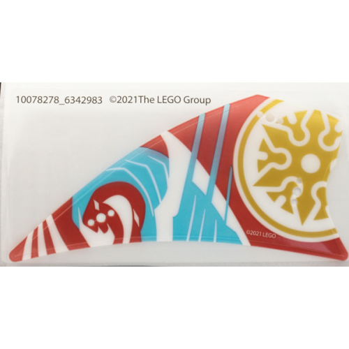 Деталь LEGO 78278 Plastic Pennant, Gold Shuriken Throwing Star Dark Red and Dark Azure Pattern