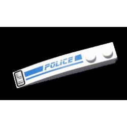 Slope, Curved 6 x 1 with 2 Studs with Police Blue Line and Headlight Pattern Model Left Side Slope, Curved 6 x 1 with 2 Studs with Police Blue Line and Headlight Pattern Model Left Side
