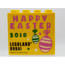 Brick 2 x 4 x 3 with LEGOLAND Dubai 2018 Happy Easter Pattern
