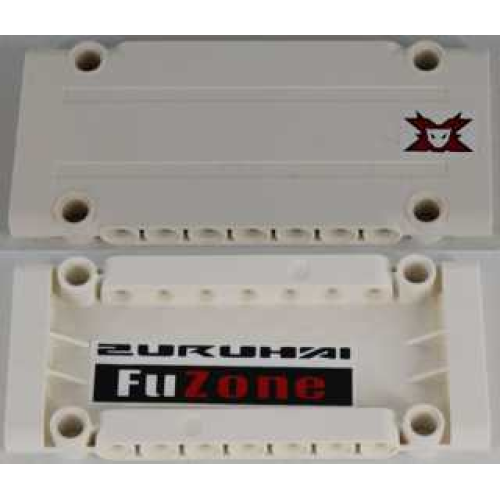 Деталь LEGO 64782pb015R Technic, Panel Plate 5 x 11 x 1 with World Racers Team Extreme Logo on Outside and Black and Red 'FuZone' on Inside Pattern Model Right Side (Stickers) - Set 8864