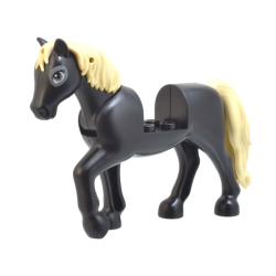 Horse, Friends Style with 2 x 2 Cutout and Movable Neck with Fixed Flexible Rubber Tan Tail and Mane with Dark Bluish Gray Eyes and Eye Patches Pattern