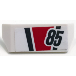 Vehicle, Spoiler with Bar Handle with '85', Dark Bluish Gray and Red Stripes Pattern (Sticker) - Set 60145 Vehicle, Spoiler with Bar Handle with '85', Dark Bluish Gray and Red Stripes Pattern (Sticker) - Set 60145
